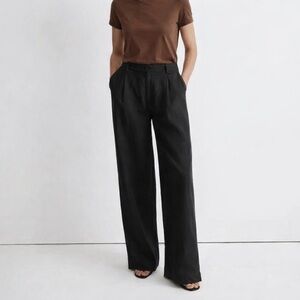 Madewell Petite Harlow Pants - Black 100% Linen Wide-Leg Pants